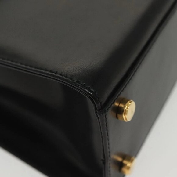 Salvatore Ferragamo Gancini Hand Bag Leather Black Gold Auth 140675 - Picture 11 of 14